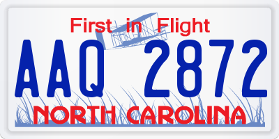 NC license plate AAQ2872