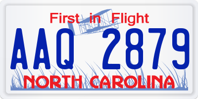 NC license plate AAQ2879