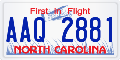 NC license plate AAQ2881