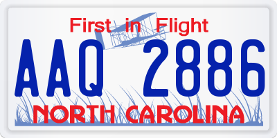 NC license plate AAQ2886