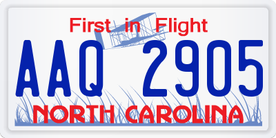 NC license plate AAQ2905