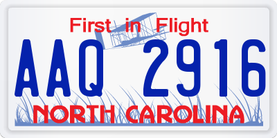 NC license plate AAQ2916