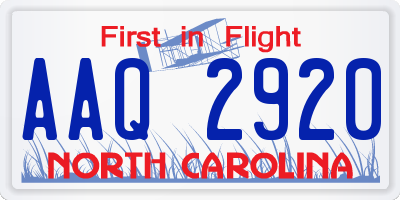 NC license plate AAQ2920