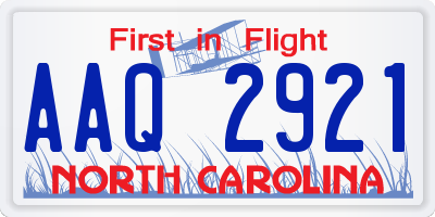 NC license plate AAQ2921