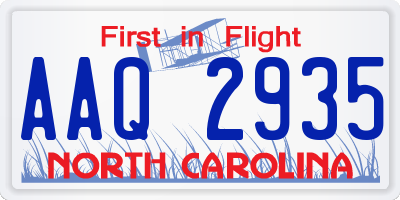 NC license plate AAQ2935