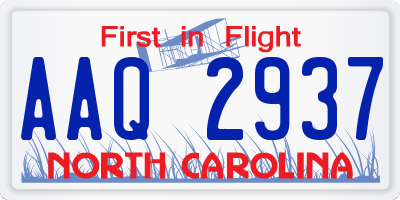 NC license plate AAQ2937