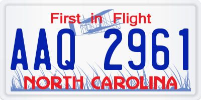NC license plate AAQ2961