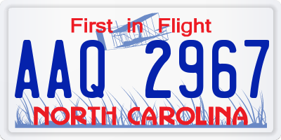 NC license plate AAQ2967