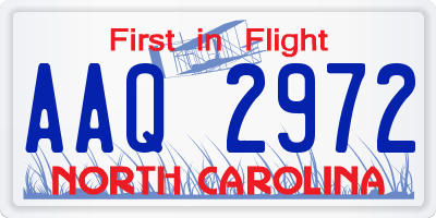 NC license plate AAQ2972