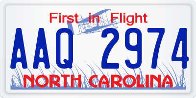 NC license plate AAQ2974
