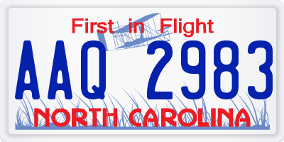 NC license plate AAQ2983