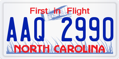 NC license plate AAQ2990