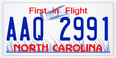 NC license plate AAQ2991