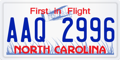 NC license plate AAQ2996