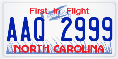 NC license plate AAQ2999