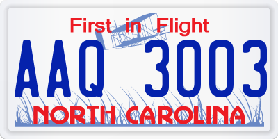 NC license plate AAQ3003
