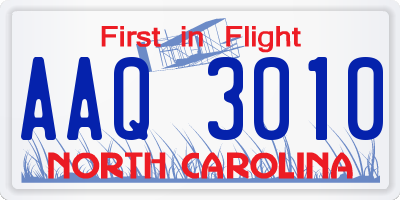 NC license plate AAQ3010