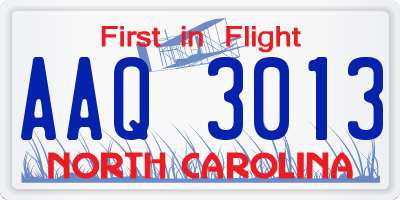 NC license plate AAQ3013