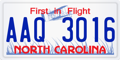 NC license plate AAQ3016