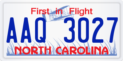 NC license plate AAQ3027