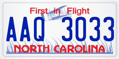 NC license plate AAQ3033