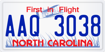 NC license plate AAQ3038