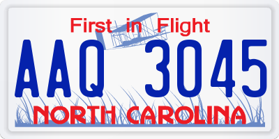 NC license plate AAQ3045