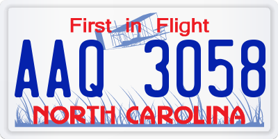 NC license plate AAQ3058