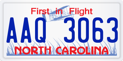 NC license plate AAQ3063