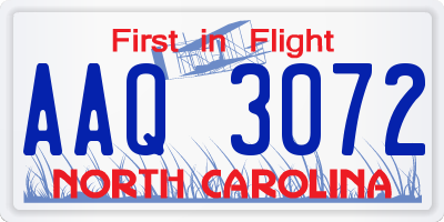 NC license plate AAQ3072