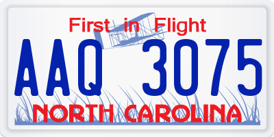 NC license plate AAQ3075