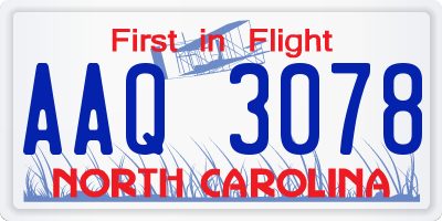 NC license plate AAQ3078