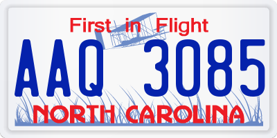 NC license plate AAQ3085