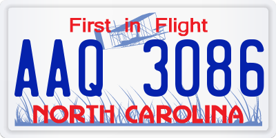 NC license plate AAQ3086