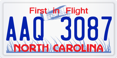 NC license plate AAQ3087