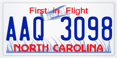 NC license plate AAQ3098
