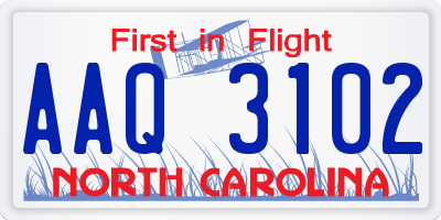 NC license plate AAQ3102