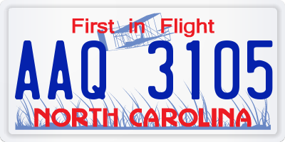 NC license plate AAQ3105