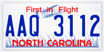 NC license plate AAQ3112