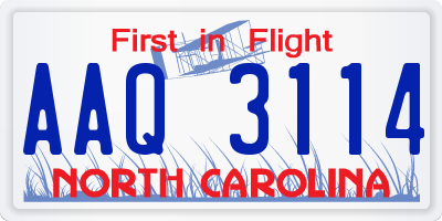 NC license plate AAQ3114