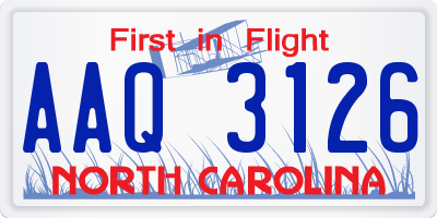 NC license plate AAQ3126
