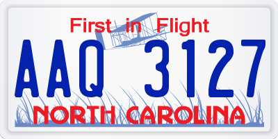NC license plate AAQ3127