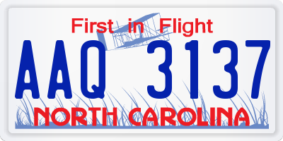 NC license plate AAQ3137