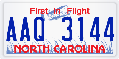 NC license plate AAQ3144
