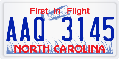 NC license plate AAQ3145
