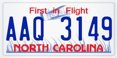NC license plate AAQ3149