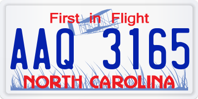 NC license plate AAQ3165