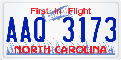 NC license plate AAQ3173