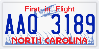 NC license plate AAQ3189