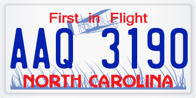 NC license plate AAQ3190
